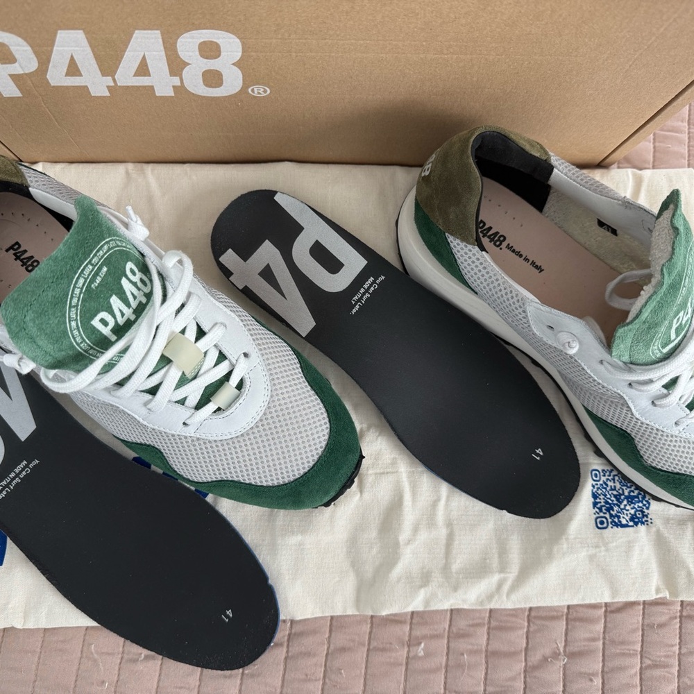 P448 Women’s Sneakers Thea in Sparrow Green and White 41/10 BNWT - Picture 3 of 8
